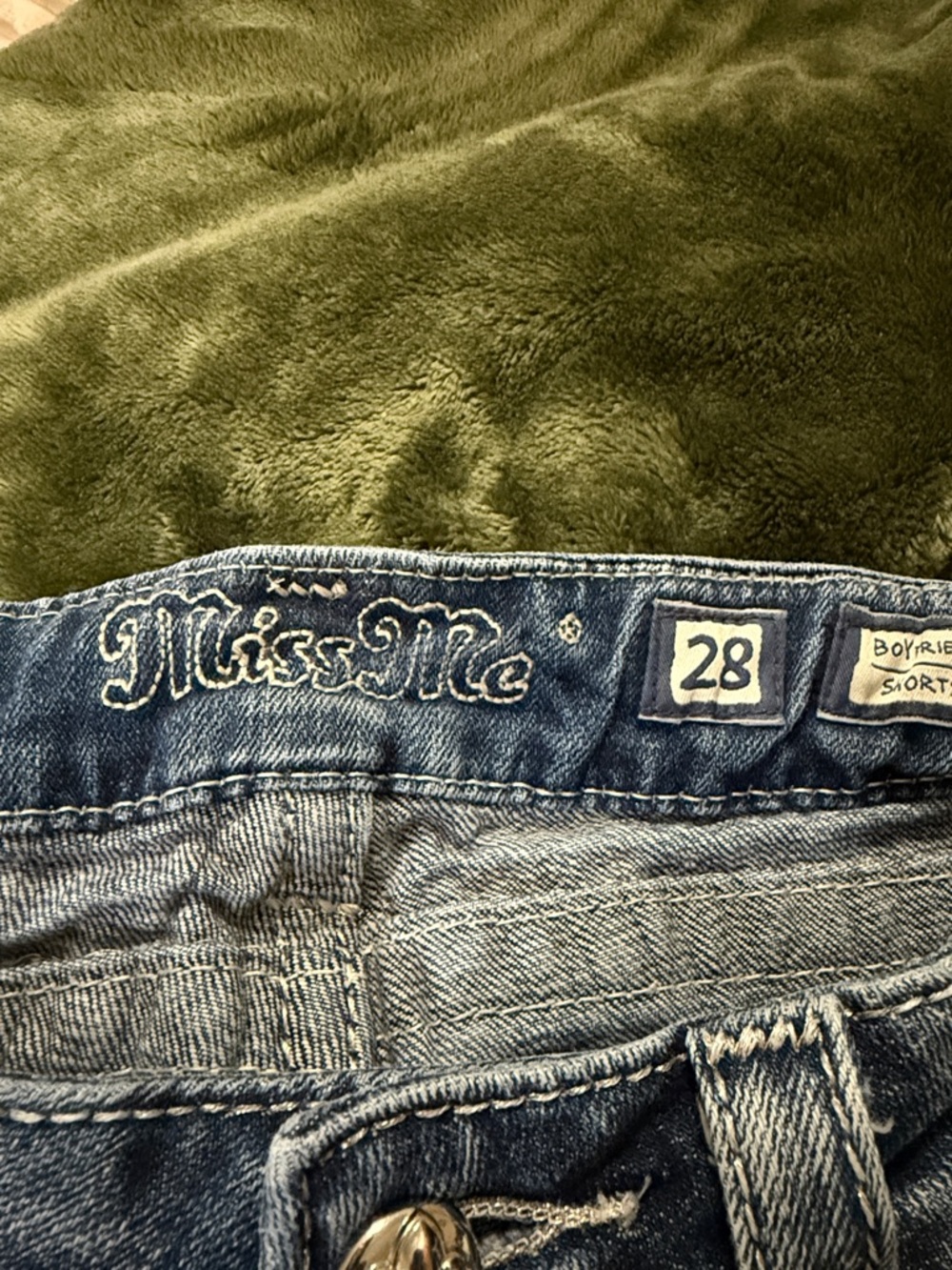 Miss Me Faded Blue Distressed Rolled Hem Denim Shorts - Picture 2 of 12